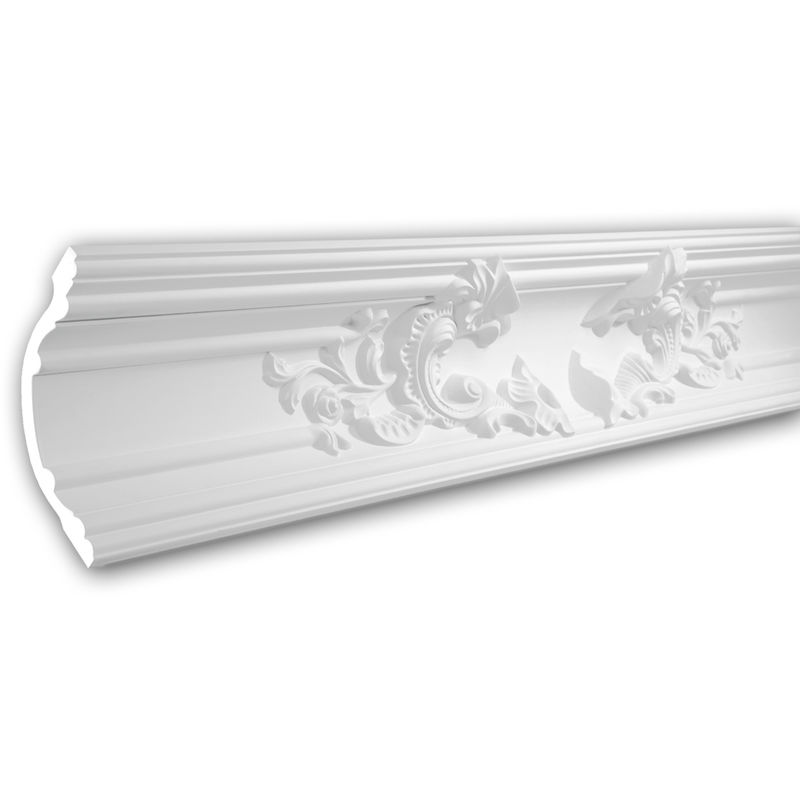 Profhome Decor - Cornice Moulding 150167 ative Moulding Crown Moulding Coving Cornice Rococo Baroque style white 2 m