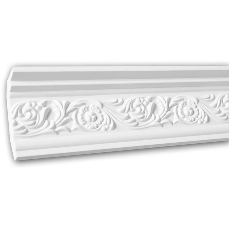 Profhome Decor - Cornice Moulding 150274 ative Moulding Crown Moulding Coving Cornice Rococo Baroque style white 2 m - white
