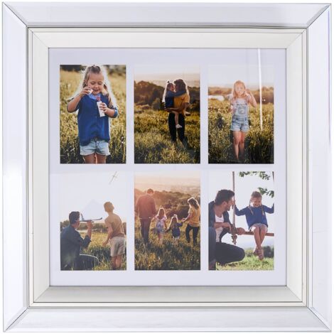 Cornice Multi Foto in Vetro Specchiato 50 x 50 cm per 6 foto 10 x 15 cm Makeni