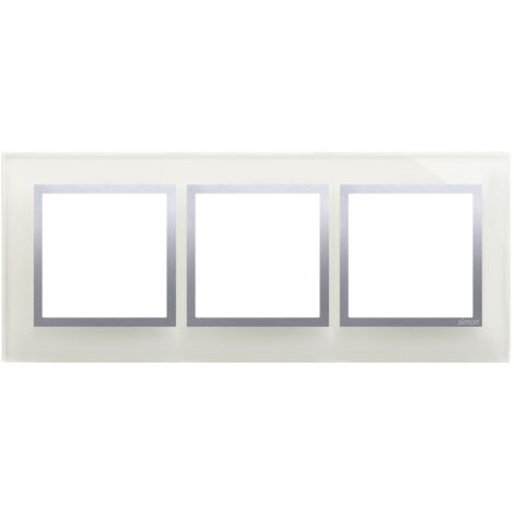 Cornice Nature-Glass a 3 moduli, SILVER MIST, IP20/IP44' ('IP44 - utilizzare guarnizioni DUN3'), SIMON54 NATURE