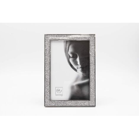 Cornice per Foto in Metallo Mascagni M406 Linea Silver Waves con Lustrini, 25,4 x 20,3 cm