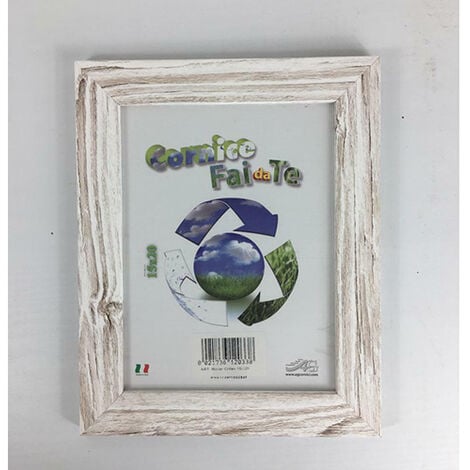 Cornice porta foto in legno vetro in crilex 30x45 cm bianco e beige