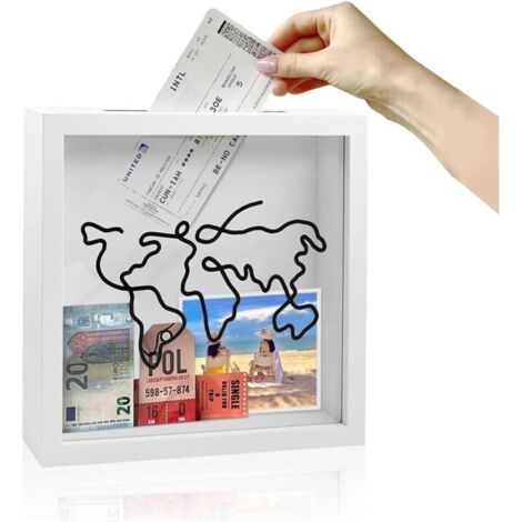 Cornice portafoto 3D riempibile, cornice portafoto con spazio di archiviazione, portafoto, 20 x 20 x 4,4 cm. Cornice 3D riempibile per riporre biglietti, foto, cartoline o souvenir di viaggio.
