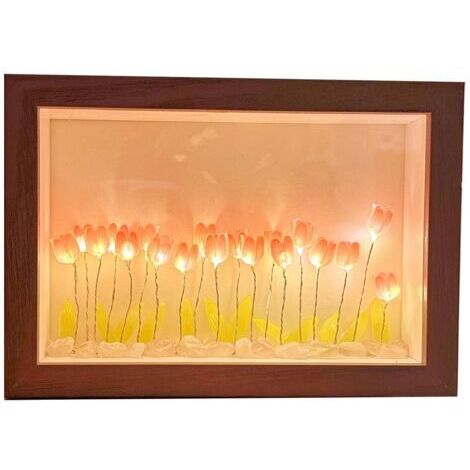 Cornice portafoto a forma di tulipano, luce notturna, cornice portafoto floreale, decorazione per la casa, per la famiglia e gli amici