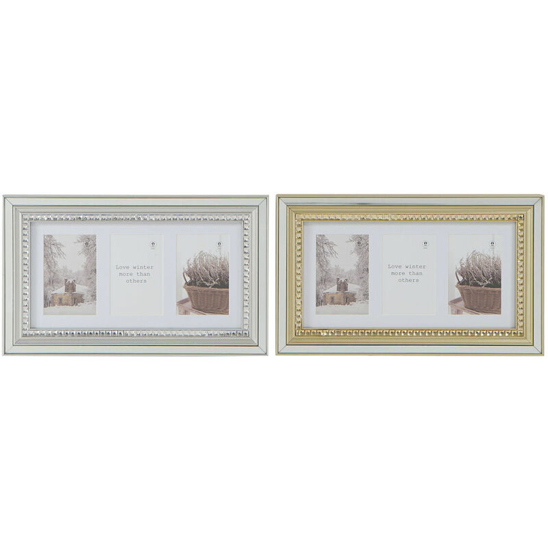 Image of Dkd Home Decor - Cornice Portafoto Luxury 46,5 x 2 x 28,5 cm Cristallo Argentato Dorato polistirene Tradizionale (2 Unità)
