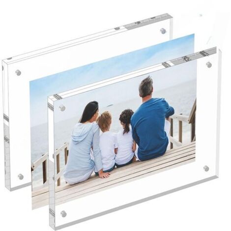 Cornice portafoto magnetica in acrilico (1 pezzo) - Cornice rettangolare - Cornice magnetica - Cornice portafoto magnetica bifacciale per frigorifero - Ideale per regali, ufficio e decorazione della c