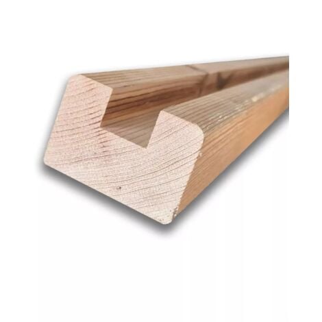 Cornice terminale in legno da 300 cm, profilo 60x43 mm a U 20x16 mm