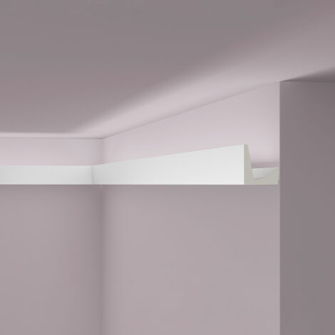 NMC – Moulure de plafond en polyuréthane 200cm – Largeur 5cm – Style moderne – Pré-peinte pour éclairage indirect – Installation facile
