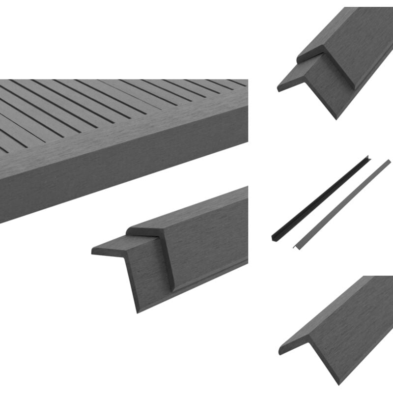 Vidaxl - Cornière de terrasse 5 pcs wpc 170 cm Gris - Bordures Terrasse - Cornières Terrasse - Revêtement Terrasse - Bois Composite - wpc