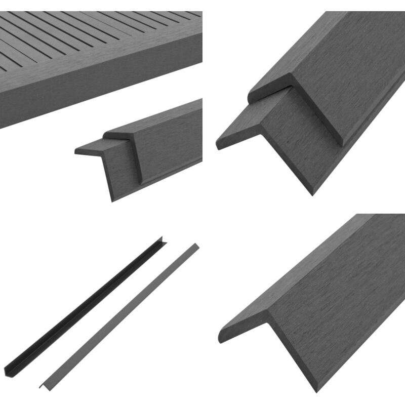 Cornière de terrasse 5 pcs wpc 170 cm Gris - Bordures Terrasse - Cornières Terrasse - Revêtement Terrasse - Bois Composite - wpc - Home & Living