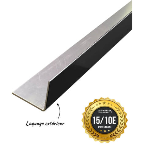 Aluhome – Cornière en aluminium 2m – Épaisseur 15/10ème – Dimensions 40x40mm – Laquage extérieur noir RAL 9005 – Protection angles façade - RAL9005