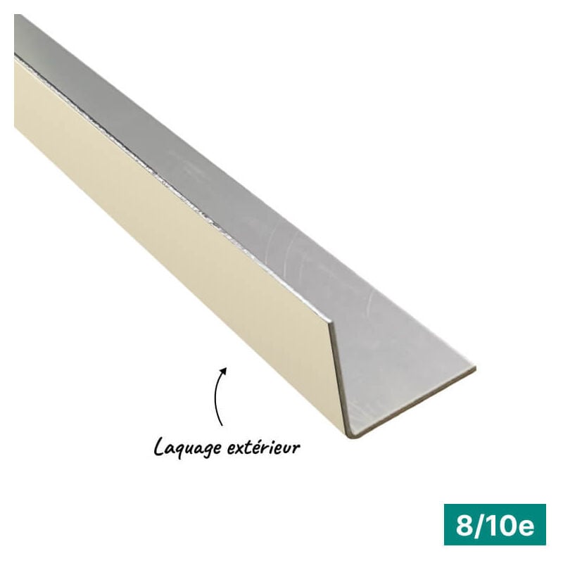 Cornière eco 2mL en alu 8/10ème 100x100mm - laquage extérieur - RAL1015 Aluhome