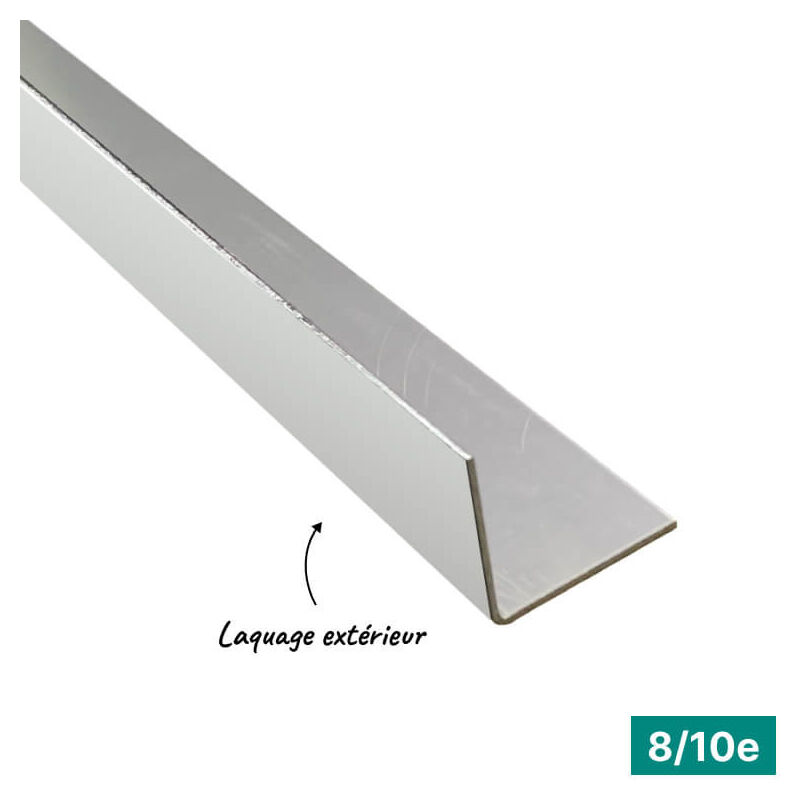 Cornière eco 2mL en alu 8/10ème 100x100mm - laquage extérieur - RAL9010 Aluhome