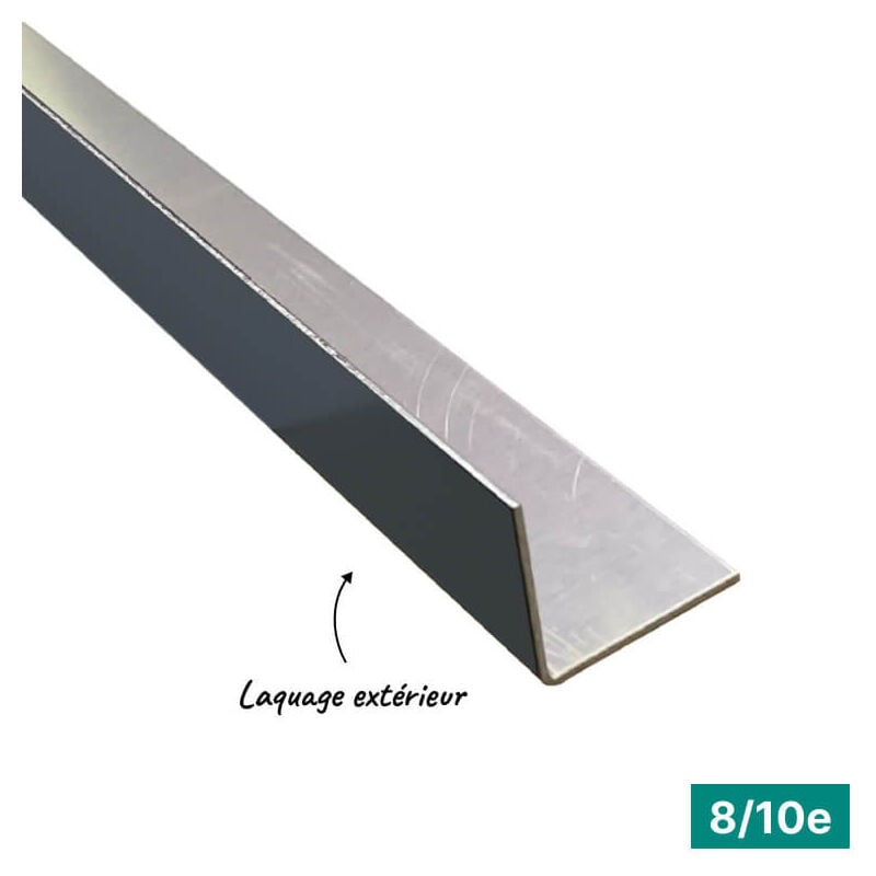 Cornière eco 2mL en alu 8/10ème 100x100mm - laquage extérieur - RAL7016 Aluhome