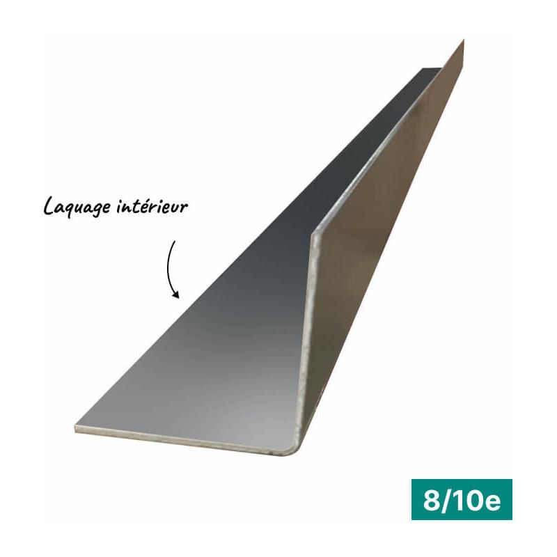 Cornière eco 2mL en alu 8/10ème 100x100mm - laquage intérieur - RAL7016 Aluhome