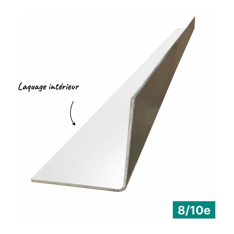 Cornière eco 2mL en alu 8/10ème 100x100mm - laquage intérieur - RAL9010 Aluhome
