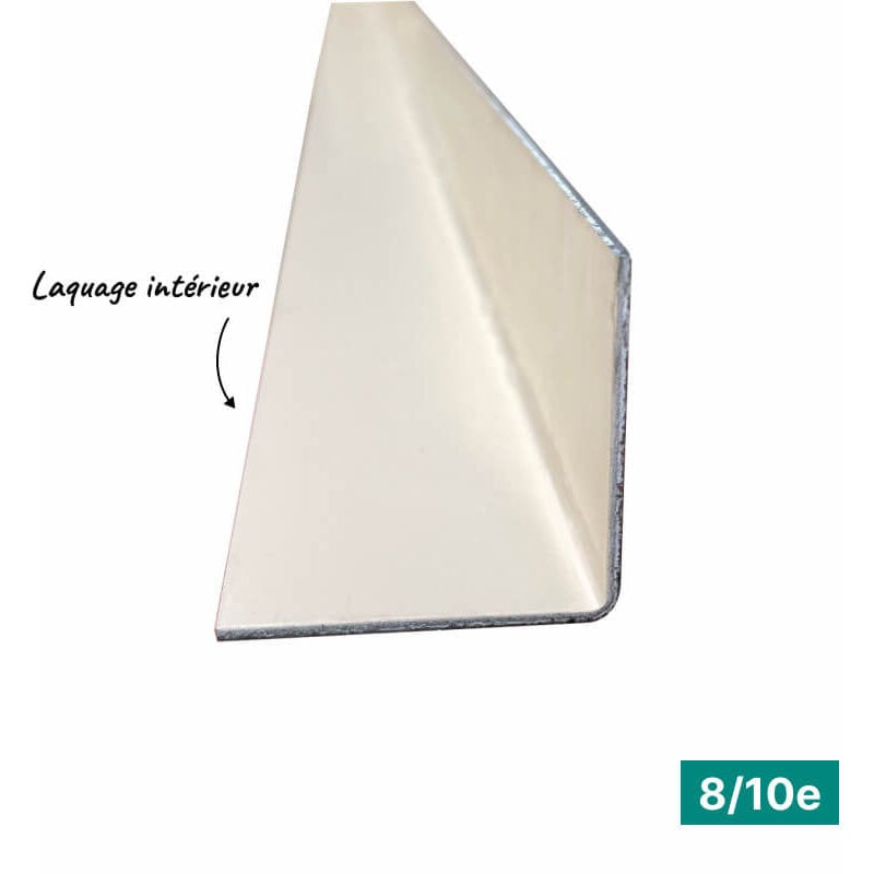 Cornière eco 2mL en alu 8/10ème 100x100mm - laquage intérieur - RAL1015 Aluhome