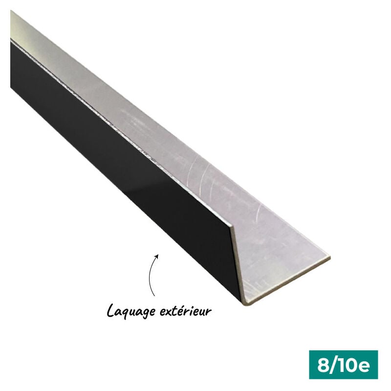 Cornière eco 2mL en alu 8/10ème 100x100mm - laquage extérieur - RAL9005 Aluhome