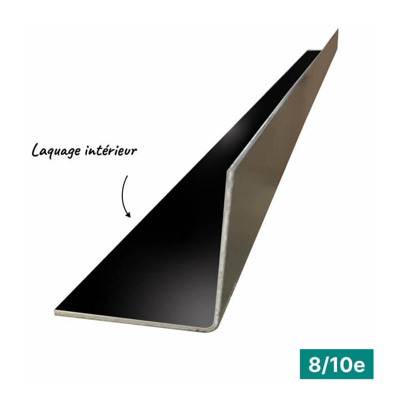Cornière eco 2mL en alu 8/10ème 100x100mm - laquage intérieur - RAL9005 Aluhome