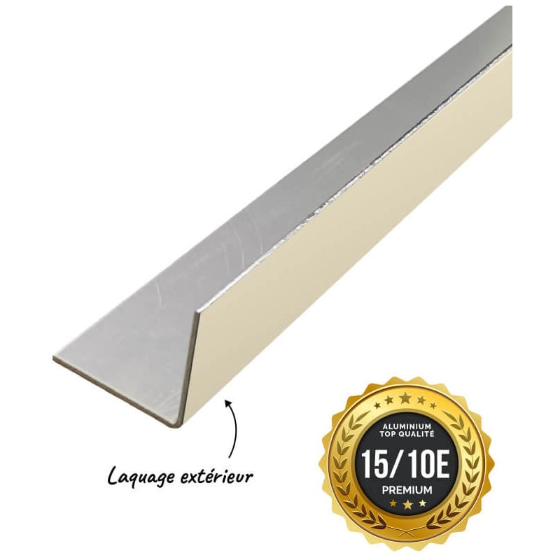 Cornière premium 2mL en alu 15/10ème 100x100mm - laquage extérieur - RAL1015 Aluhome