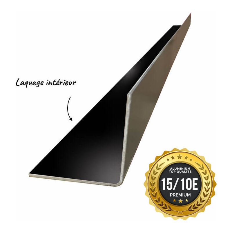 Cornière premium 2mL en alu 15/10ème 100x100mm - laquage intérieur - RAL9005 Aluhome