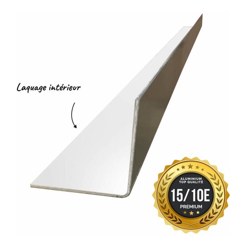 Cornière premium 2mL en alu 15/10ème 100x100mm - laquage intérieur - RAL9010 Aluhome