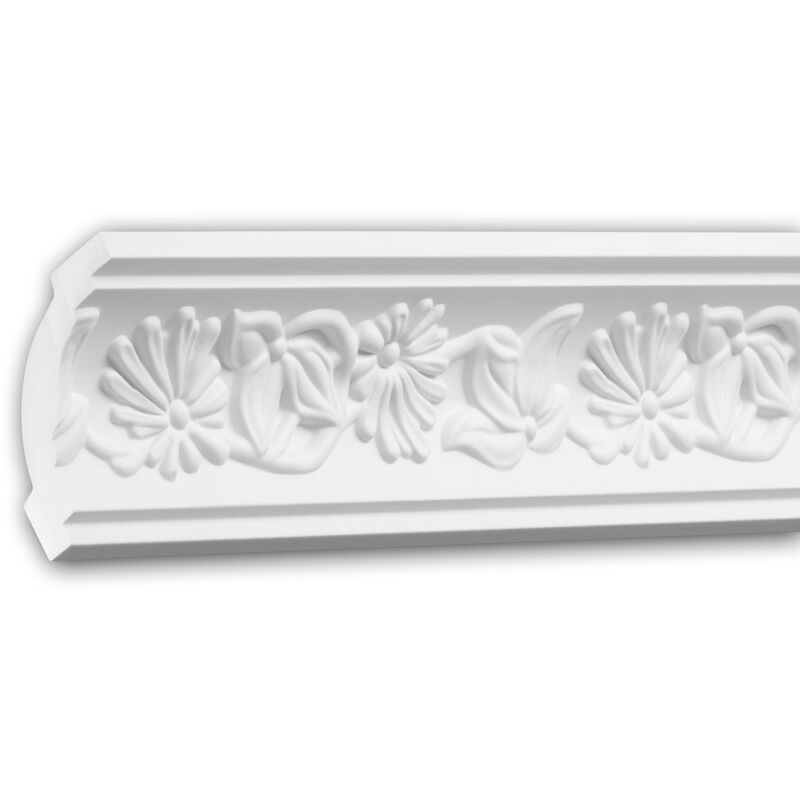 

Profhome Decor - Cornisa 150188F Profhome Moldura decorativa Moldura flexible Perfil de estuco estilo Rócoco Barroco blanco 2 m