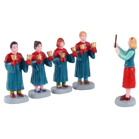 Coro Handbell statuetta in poliresina per villaggio di Natale h6,7 cm