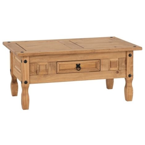 Corona 1 Drawer Coffee Table - L61 x W100 x H45 cm - Distressed Waxed Pine