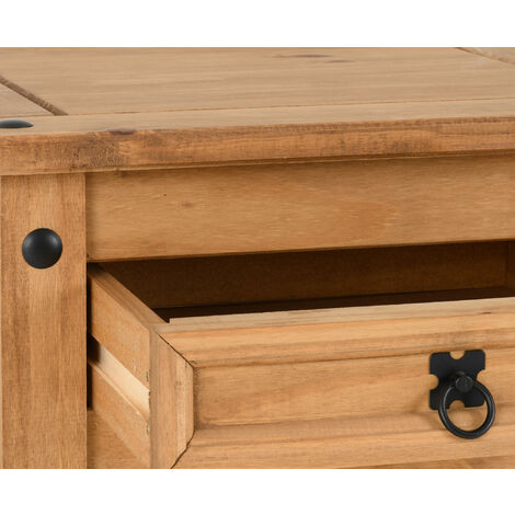 Corona 1 Drawer Lamp Table - L58 x W58 x H54 cm - Distressed Waxed Pine