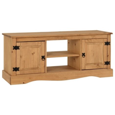 Corona 2 Door 1 Shelf Flat Screen TV Unit - L40 x W120 x H51.5 cm - Distressed Waxed Pine