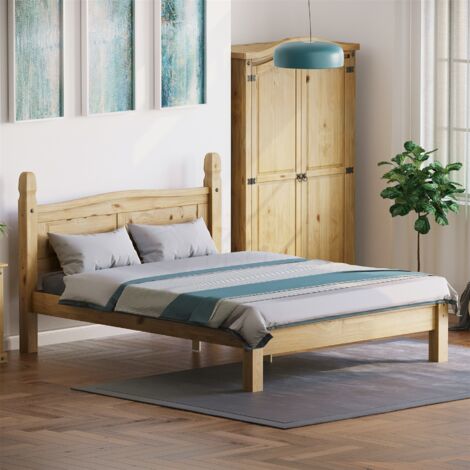 Corona Solid Pine Wood Bed Frame, Low Foot End