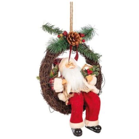 Corona Babbo Natale "Alwin" decorazione natalizia per interno Ø 30 cm