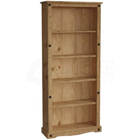 Corona Bücherregal mit 5 Ebenen, Groß, Massivholz Kiefer, Aufbewahrungseinheit mit Regalböden