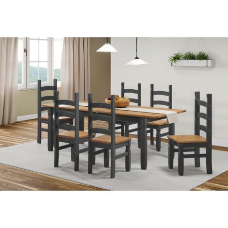 Corona Charcoal Large Extending Table & 6 Chairs