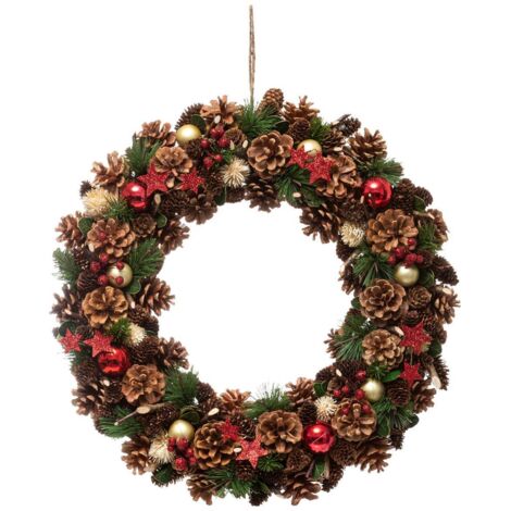 Corona de acebo con estrellas D.50cm - Feeric lights & christmas