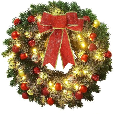Corona de árbol de Navidad, corona de puerta principal, decoración navideña