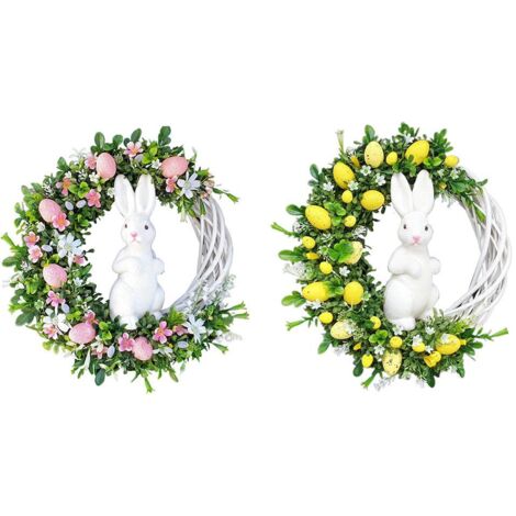 Corona de conejito y huevo de Pascua de acrílico para uso interior y exterior, decoración de puertas y paredes, decoración de fiestas, 25 cm de diámetro