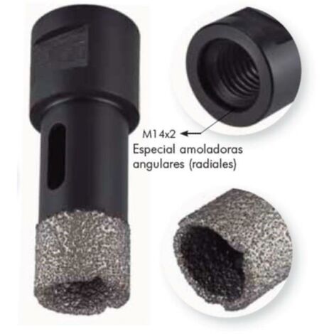 corona de diamante para porcelanico m-14 para amoladora broca 12mm