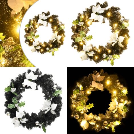 Corona de Navidad con luces LED verde 60 cm PVC - Luces LED - Decoración navideña