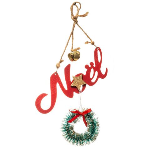 Corona de Navidad de madera Cagette Rojo - Feeric lights & christmas