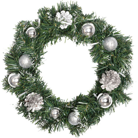 Corona de Navidad LED con Batería Adornos Plata Karuna Plateado