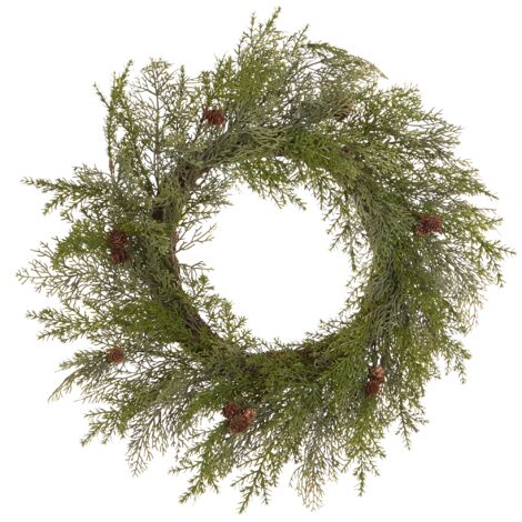 Corona de Navidad sintética con piñas para puerta de entrada 70 cm verde Panrun