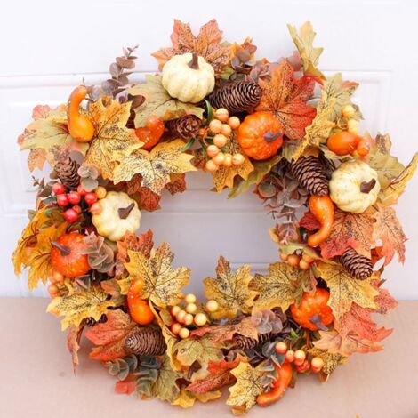 Corona de otoño, corona de Halloween, calabaza, puerta, puerta de otoño, coronas de otoño para la puerta principal, Navidad, decoraciones
