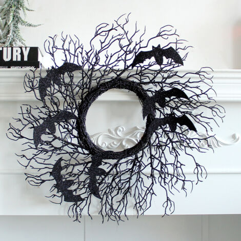 Corona de velas de Halloween, corona artificial de hojas de arce negro, decoración para candelabro, guirnalda gótica, Halloween, fiesta de bodas, decoración de mesa para el hogar
