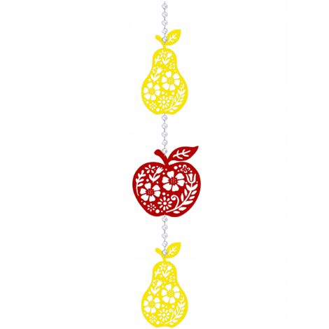 Corona decorativa de otoño, colgantes con forma de pera y manzana, decoración para ventanas.
