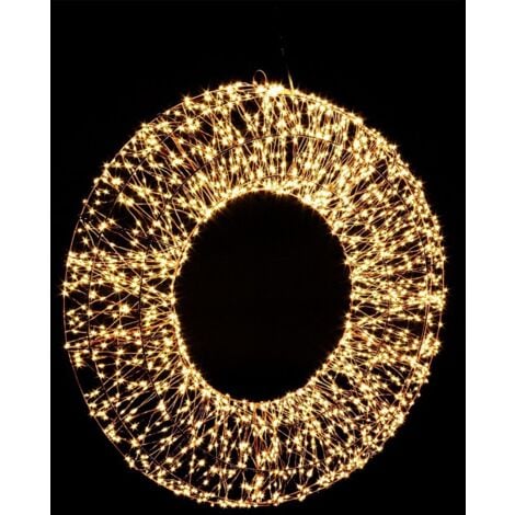 Corona di metallo "Classic Copper" Luminosa a led con nanoled per Interno con filo di Rame -Ø 50 x h 7 cm