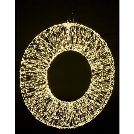 Corona di metallo "Classic" Luminosa a led con nanoled per  Interno con filo di Rame -Ø 50 x h 7 cm