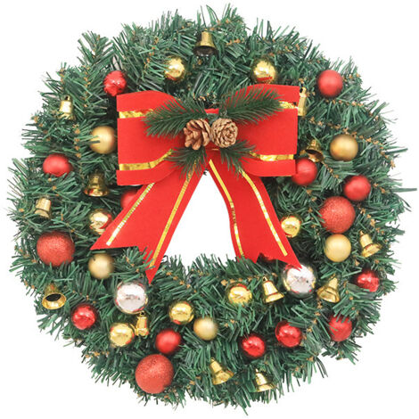 Corona di Natale 30 cm verde e rossa