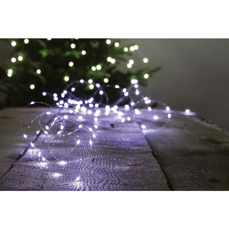 Image of Fééric Lights And Christmas - Corona di natale in rame bianco - batteria, esterna, 100 led 8f - Feeric lights & christmas - Bianco freddo